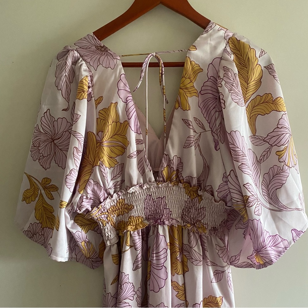 Anthropologie En Saison Floral Smocked Waist V-Neck Maxi Dress - Picture 6 of 10